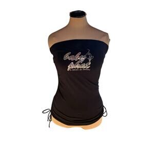 Baby Phat Tube Top Sz. M -  Black, Silver Sequined, Y2K, Ruched